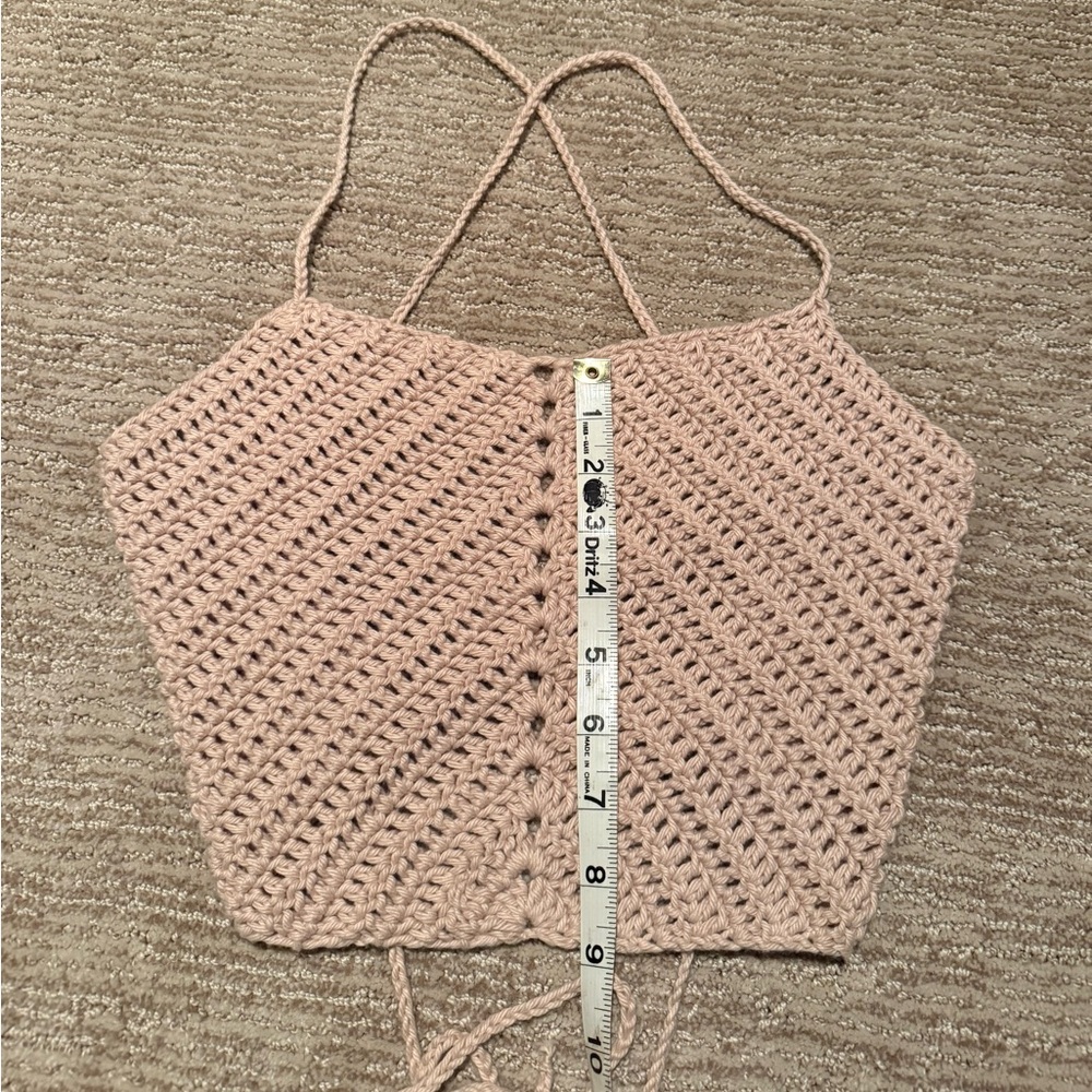 Handcrafted Women's Crochet Crop Top - pastel pink